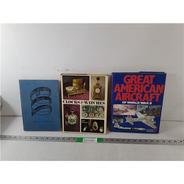 (3) Books- World's Best Photographs, Clocks & Watches, WWII Aircraft
