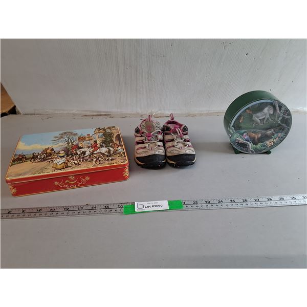 Infant Timberland Shoes-8, Musical Animal Display, Riley's Toffee Tin
