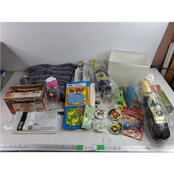 Towels, Badges, Water Bottle, Pet Toys, Electric Candles, Shower Curtain Liner, Misc