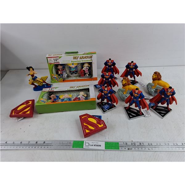 Hey Arnold Aquarium Ornaments, Superman, Lion & Wonderwoman Figures