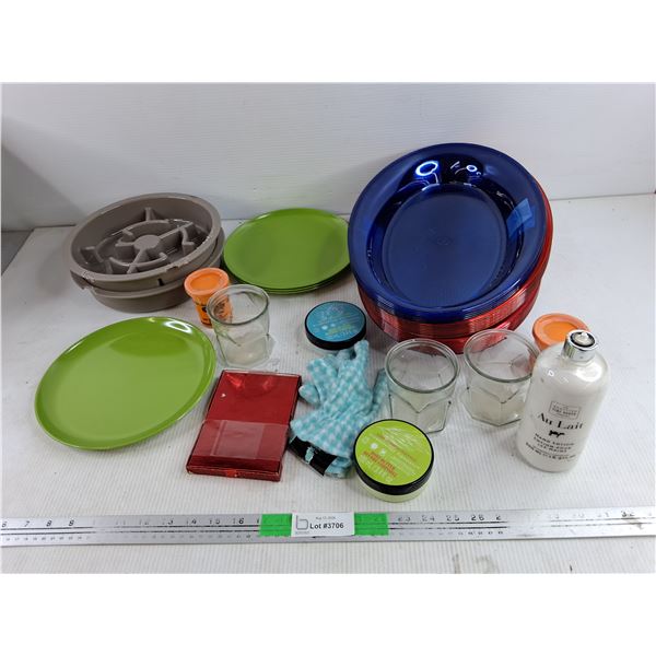 Plastic Dining Plates, Plastic Serving Platters, Crayola Dough, Hand Lotion, Misc