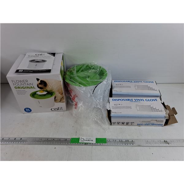 Flower Fountain & Disposable Vinyl Gloves