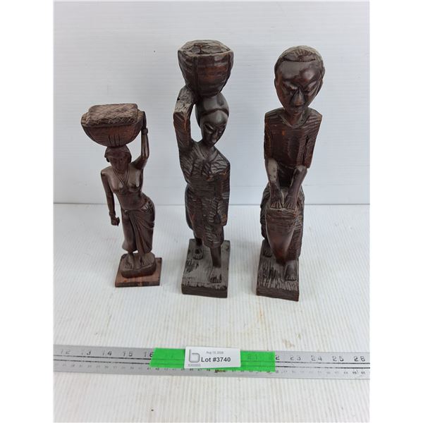 (3) Carved Wood African Figures
