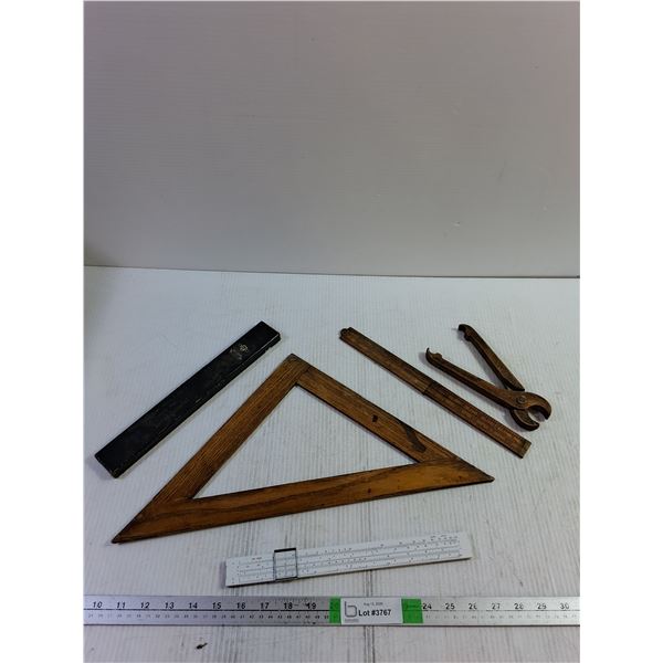 Geotechnical Sliding Ruler, Wooden Folding Ruler, Misc