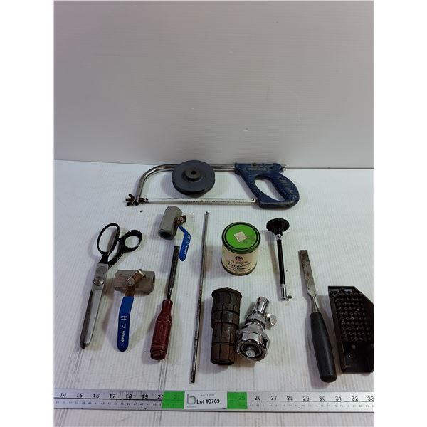 Hand Saw, Flecto Paint, Pinking Shears, Misc