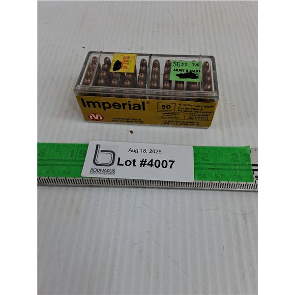 *^iVi Imperial 22 Long Tifle Hollow Point Rimfire Cartridges - PICKUP ONLY, PAL REQUIRED