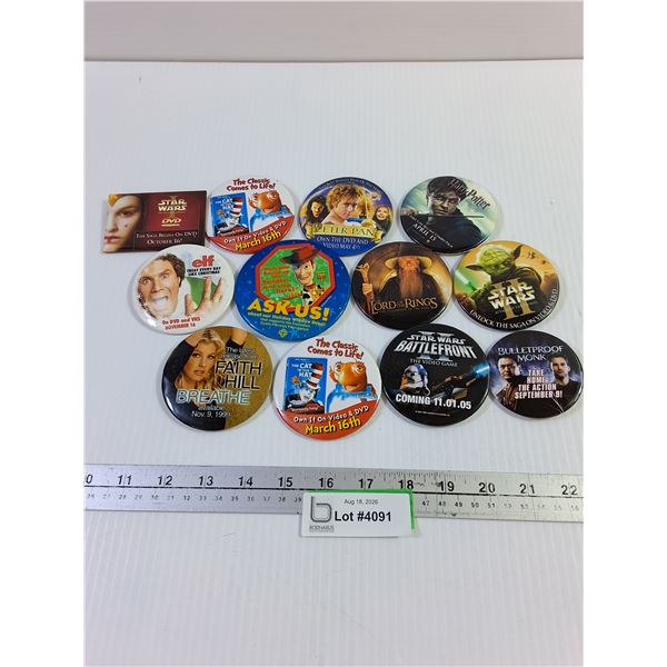 Assorted Pins - Mostly Movies Advertisements
