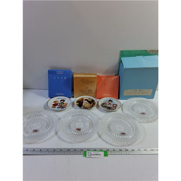 Avon Gift Collection Plates (3), Avon Lead Crystal Plates (4)