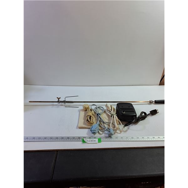 Extension Cords (3), Rotisserie Motor and Rod with Adjustable Forks