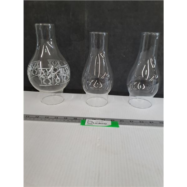 (3) Glass Lantern Chimneys