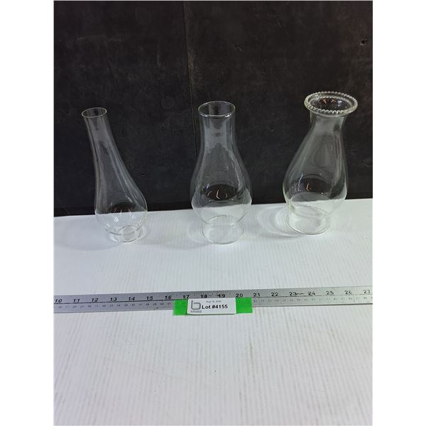 (3) Glass Lantern Chimneys