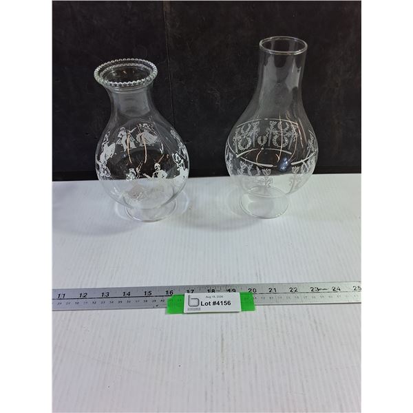 (2) Glass Lantern Chimneys