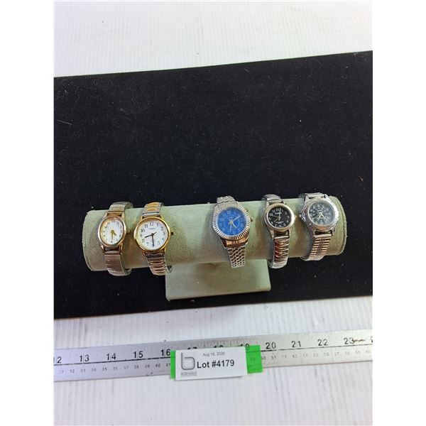 (5) Wrist Watches - TCK, Globlu, Timex, Caprice