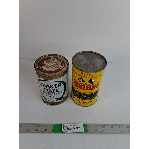 (2) Cans Quaker State, Risoline Motor Oil, Pickup Only