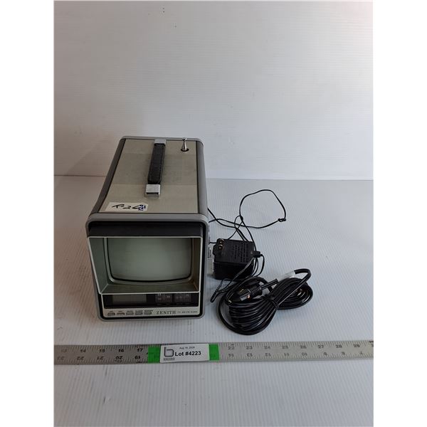 Zenith Portable Black and White Television PowersOn