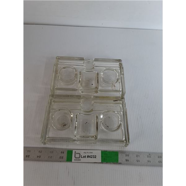 (2) Vintage Glass Inkwells