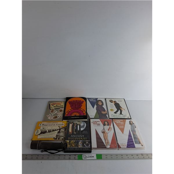 (5) DVDs Mary Tyler Moore Show, Green Card, (3) Books