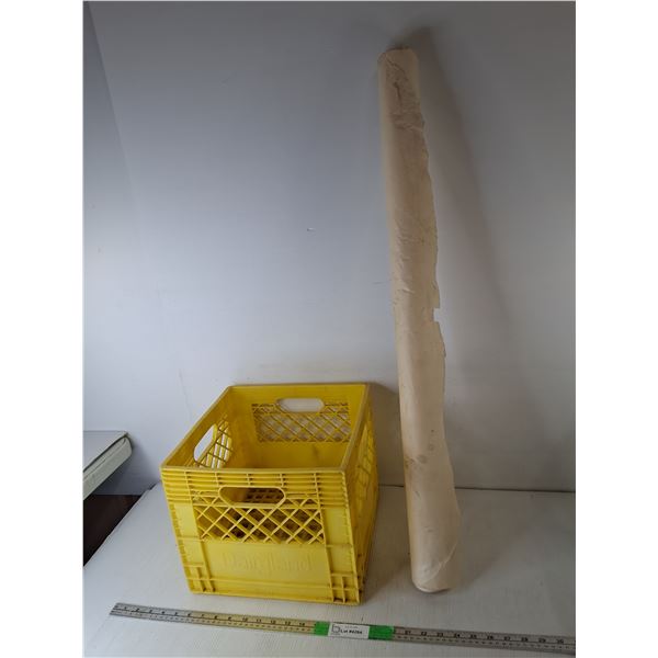 Milk Crate 13" x 13" x 11" & Roll of Paper 36" Wide x Unknown Length, Can't Ship