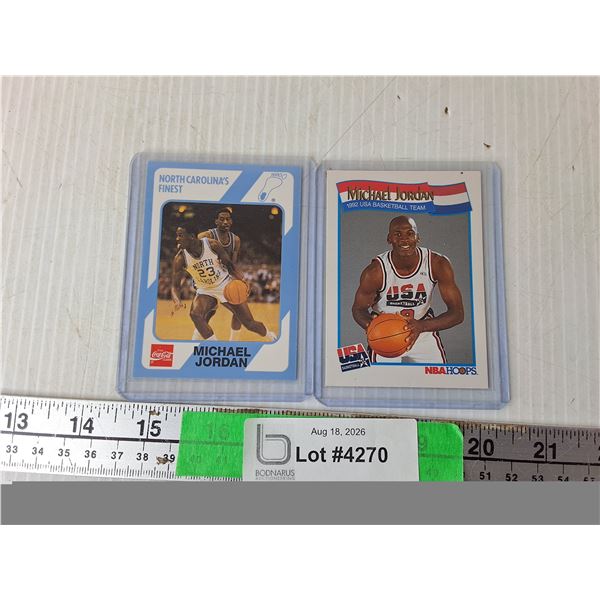 (2) Michael Jordan College Rookie & Team USA Cards- Cannot Authenticate