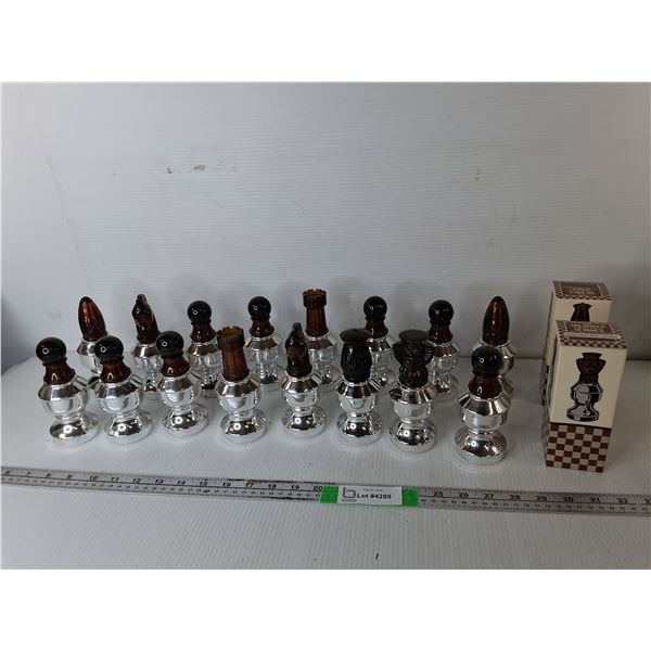 (16) Avon Chess Piece After Shave Bottles- Most Full, Can't Ship