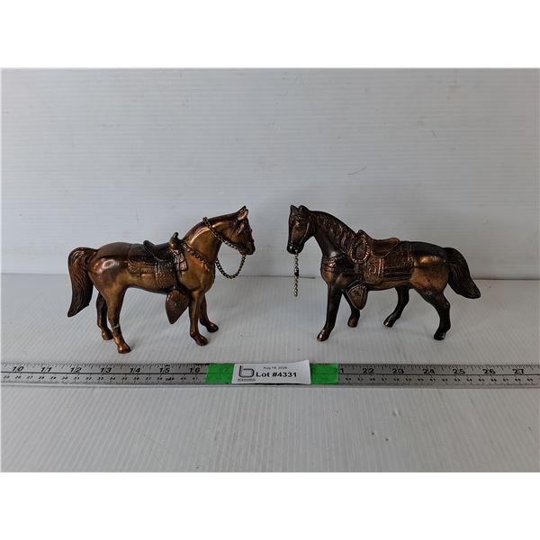 (2) Brass Horse Figurines 5" Tall
