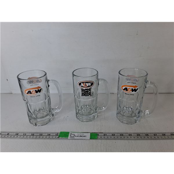 (3) A & W Mugs 7"