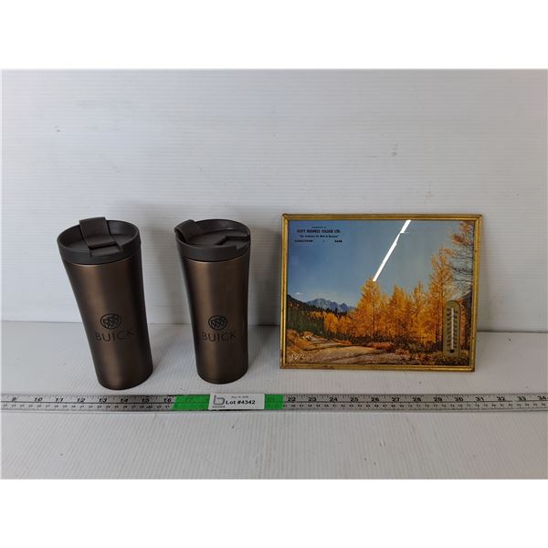 Stainless Steel Buick Mugs & Photo with Thermometer 10" x 8"
