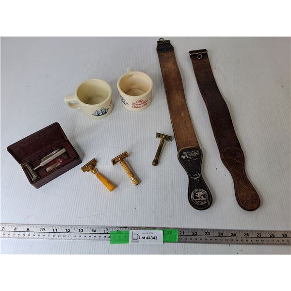 Old Spice Ceramic Mugs, Vintage Safety Razors, Razor Strops