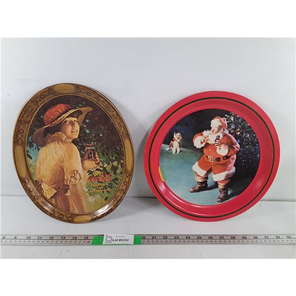 (2) Coca-Cola Trays Up to 12.75"