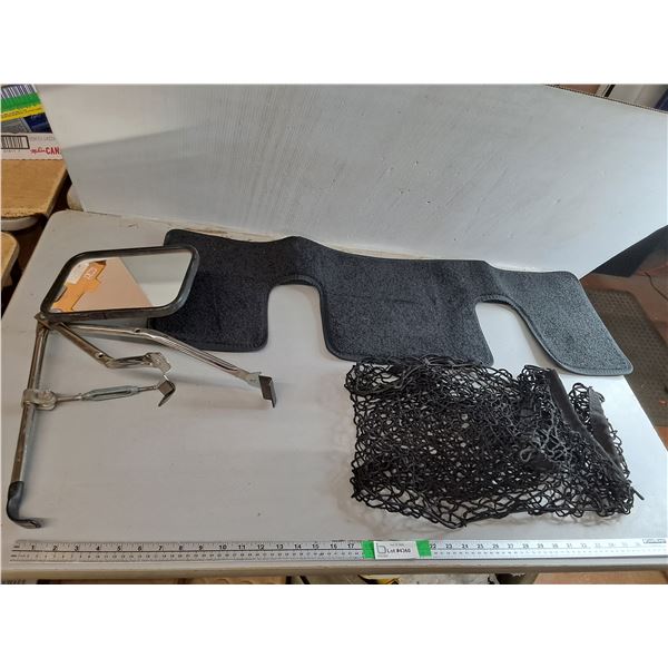 Towing Mirror, Cargo Net & Vehicle Mat 40" x 13.5"