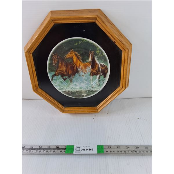 12" Decorative Horse Plate In Frame