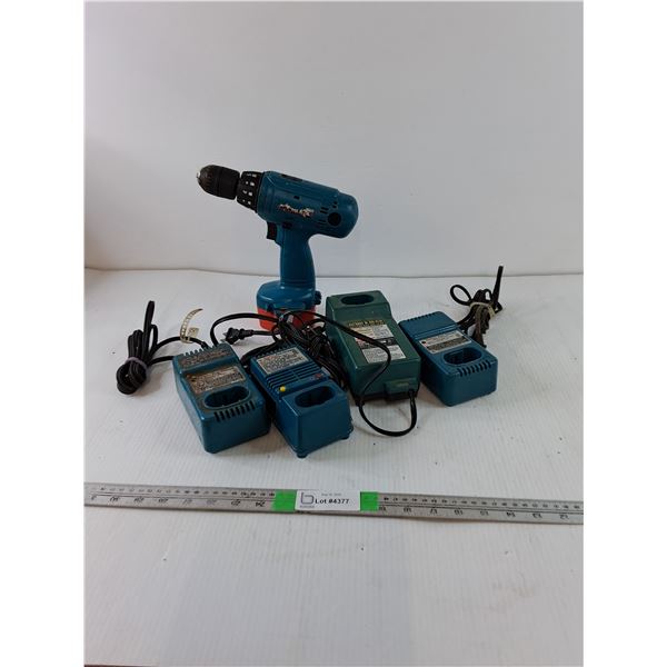 (4) Chargers, Cordless Drill- As Is
