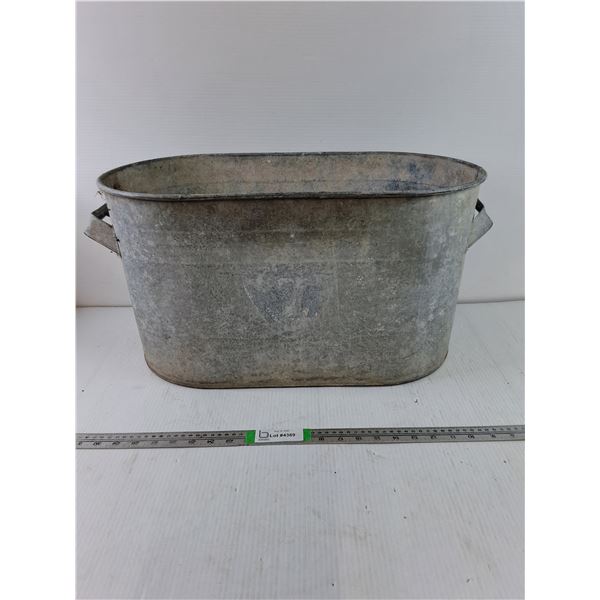 *Galvanized Metal Tub With Handles- 23" x 11.5", Pickup Only