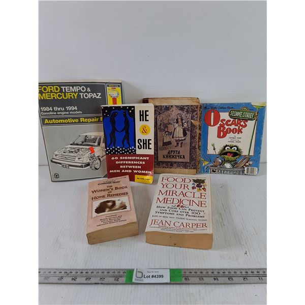 (6) Books- "Haynes" Ford Tempo/ Mercury Topaz, Oscar The Grouch, Misc
