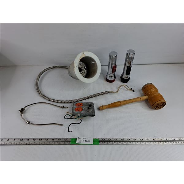Flashlights, Meat Tenderizer Mallet, Wall Socket, Light Bulb Holder, Shade Bracket