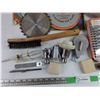 Image 2 : Circular Saw Blades, Chalk Line, Metal Brush, Baseball, Stubby Socket Set, Wood Ornaments, Misc