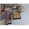 Image 6 : Circular Saw Blades, Chalk Line, Metal Brush, Baseball, Stubby Socket Set, Wood Ornaments, Misc
