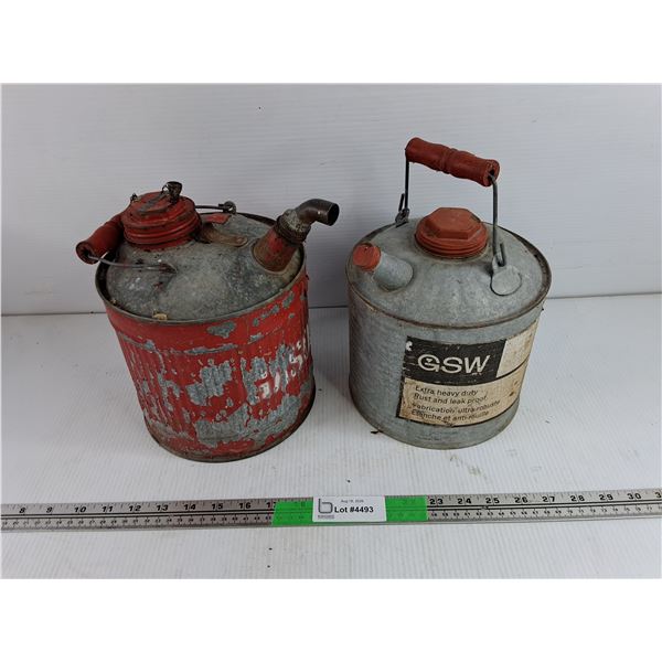 **(2) Vintage Galvanized Gas Cans - PICKUP ONLY, HAS GAS