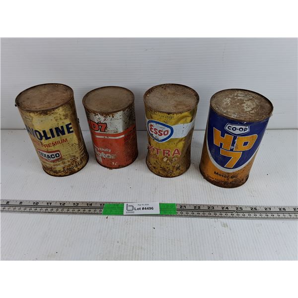 Vintage Oil Cans - Sealed, Texaco, Esso & Co Op, PICKUP ONLY