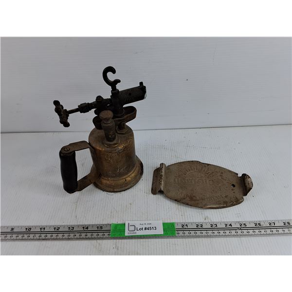 Vintage Propane Torch & Coleman Clothes Iron Trivet