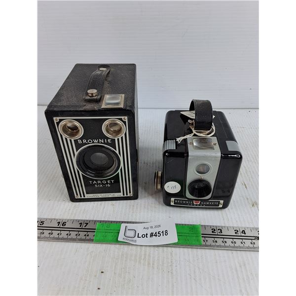 Brownie Target Six 16 & Kodak Brownie Hawkeye Cameras - As Is
