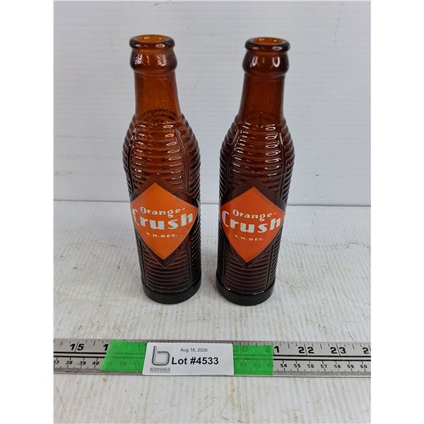 (2) Vintage Orange Crush Glass Bottles