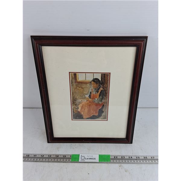 Framed Salish Woman Weaving Wall Art Print by Emily Carr15" x 12"
