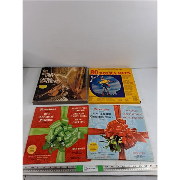 Assorted Vinyl Records - Your Favourite Christmas Music, 80 Polka Hits, Most Famous Concertos