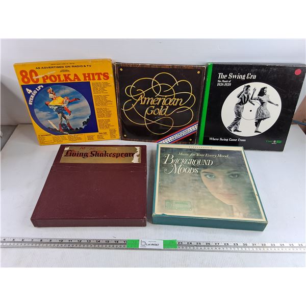 Assorted Vinyl Records - 80 Polka Hits, Living Shakespeare, The Swing Era, Misc
