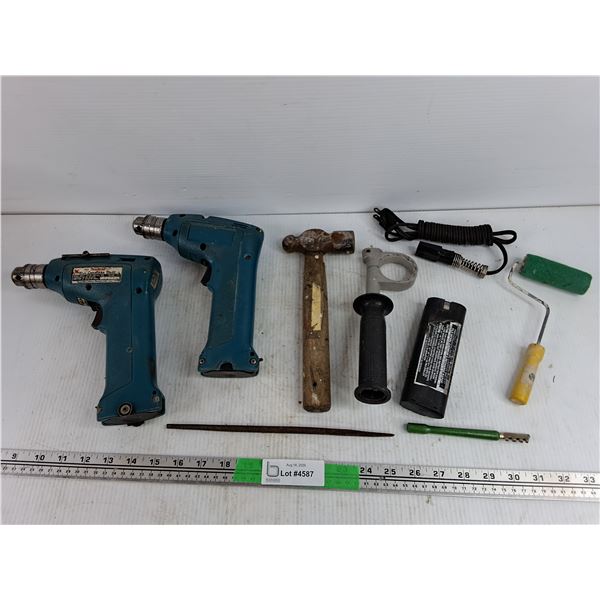 Makita 10mm Cordless Drills, Hammer, Handle, Paint Roller, Power Cord, Misc