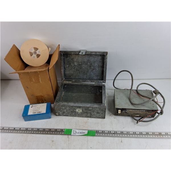 Tapes, Micronta 12 V Power Supply, Galvanized Box, Misc