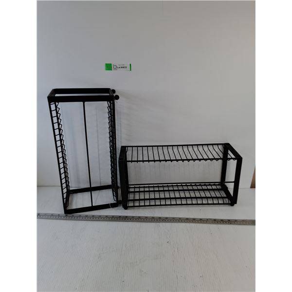(2) Black Metal Freestanding Racks for Media