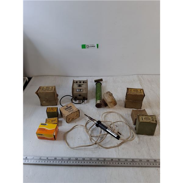 Untested Soldering Iron, Wood Screws, Carpet Tacks, Poison Sprayer, Misc