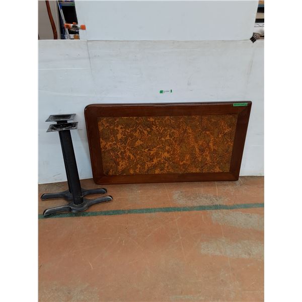 *Wooden Table with Metal Legs and Leaf Inlay 30" x 53 1/2" x 29 1/2" No Shipping